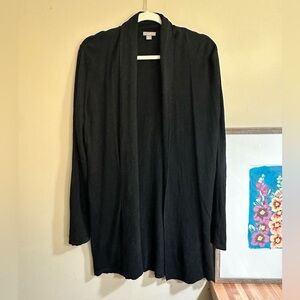 J. Jill Black Cardigan Sweater Lightweight Knit Size Medium